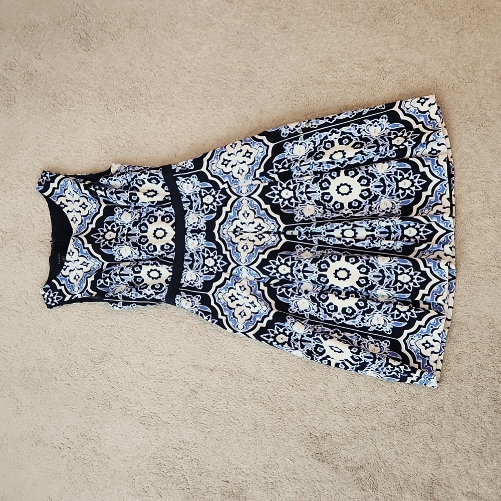 Talbots blue and white damask dress 2
